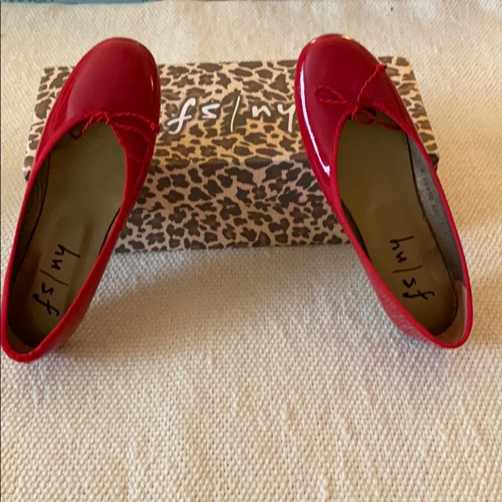 French Soles Ballet Flats Red Patent Size 6/36 1/2